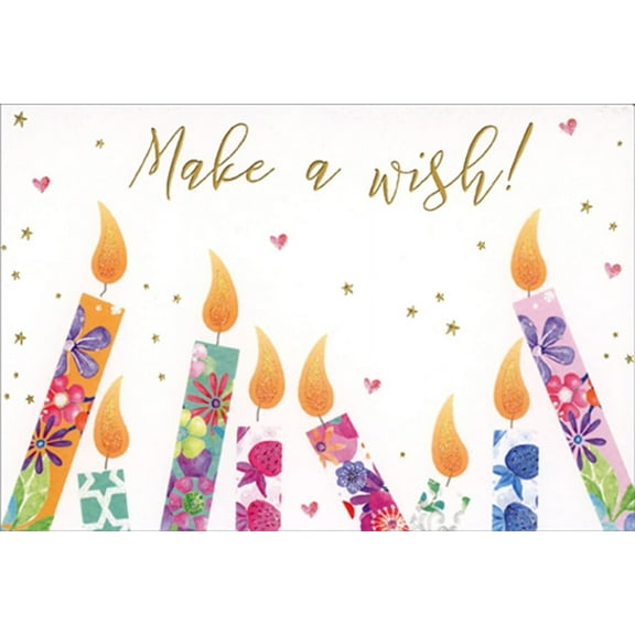 Pictura Make A Wish : Floral Decorated Candles Birthday Card