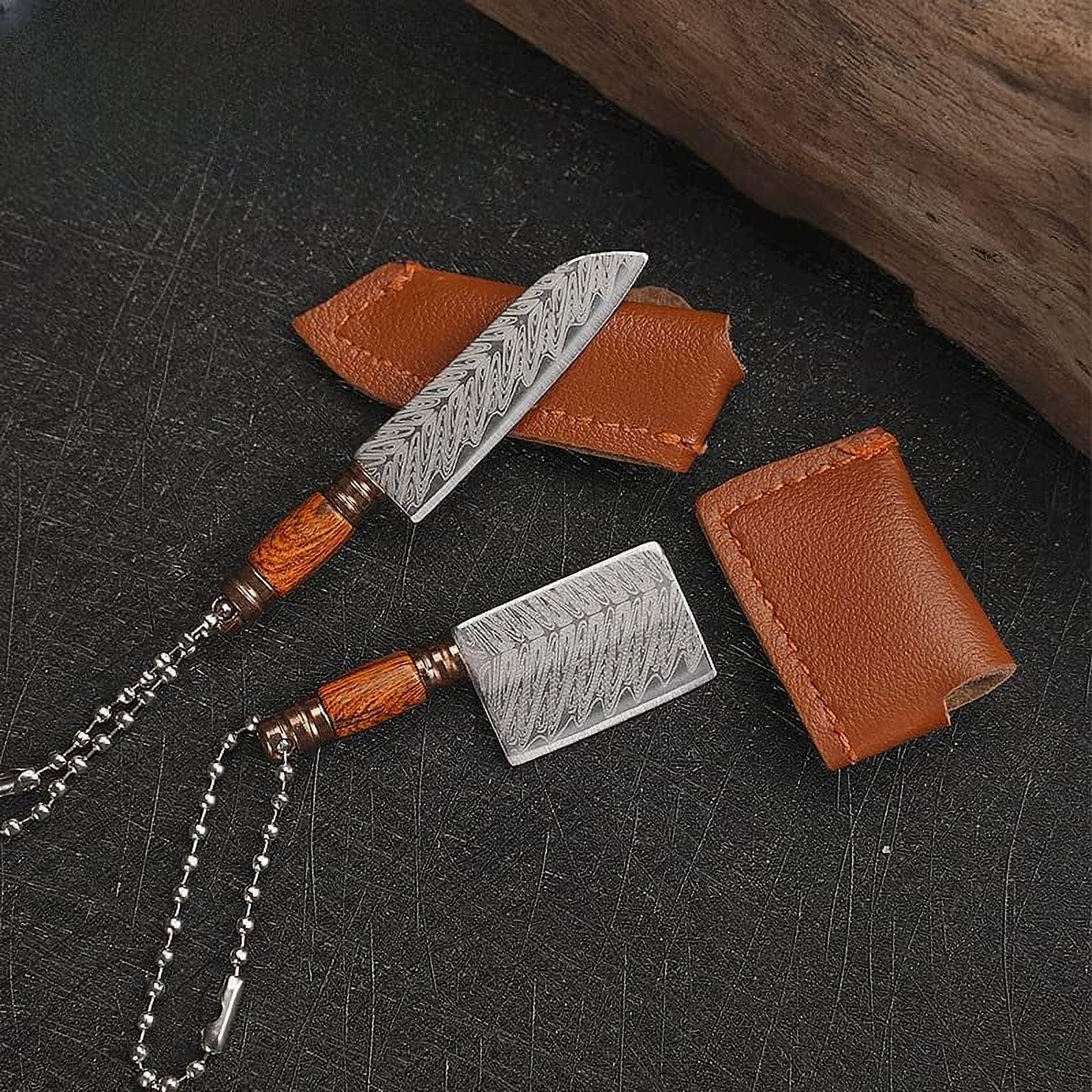 Mini knife Set, Mini Pocket knife Set, Tiny knife Chef Keychain with Sheath for Package Opener Box Cutter Letter Opener-4pcs