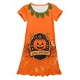 thumbnail image 4 of Likimi Infant Toddler Girls Hallowmas Dress Crew Neck Flutter Sleeve Halloween Pumpkin Print For Party Fashion Sleep Dresses Size 3-4 Years, 4 of 4