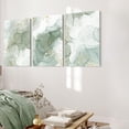 thumbnail image 4 of Sage Green Boho Wall Art Set of 3,Minimalist Boho Framed Wall Art Geometric Line Leaf Sun Moon Beige Green Canvas Artwork Paintings Wall Decor Living Room,Modern Abstract Sage Green Decor, 4 of 5