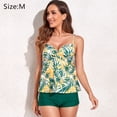 thumbnail image 2 of Trajes de baño Tankini para mujer Trajes de baño con control de barriga de dos piezas Camiseta sin mangas con pantalones cortos Traje de baño - Hoja, 2 of 5