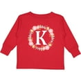thumbnail image 3 of Inktastic Monogram Letter K Rose Floral Wreath Gift Girls Long Sleeve Toddler T-Shirt, 3 of 5