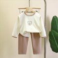 thumbnail image 2 of yboeqw Girl's Fall Winter Outfits Set Cute Print Long Sleeve T-Shirt Top Pants Toddler Girls Casual 2 Piece Set for Everyday Clothing,Size 4-5 Years, 2 of 4