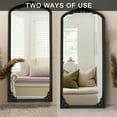 thumbnail image 6 of Wooden Arch Mirror Wall Mirror Vintage Decorative Mirror for Living Room Bedroom 71"x31",Black, 6 of 6