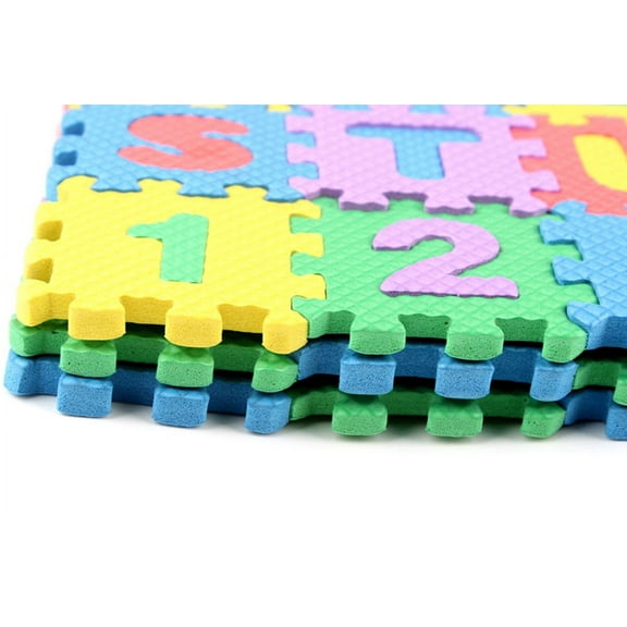 HJJLRH 36-Piece Kids Foam Play Mat, Interlocking Alphabet and Numbers Floor Puzzle Colorful EVA Tiles Girls, Boys Soft, Reusable, Easy to Clean