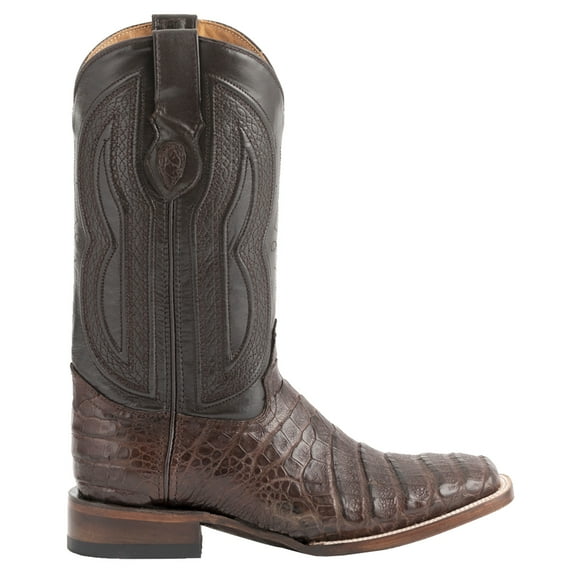 Ferrini  Mens Belly Caiman Chocolate Square Toe   Western Cowboy Boots   Mid Calf