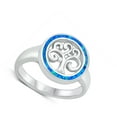 thumbnail image 4 of CHOOSE YOUR COLOR Blue Simulated Opal Tree of Live Cutout Ring .925 Sterling Silver Band CZ Female Size 8, 4 of 4