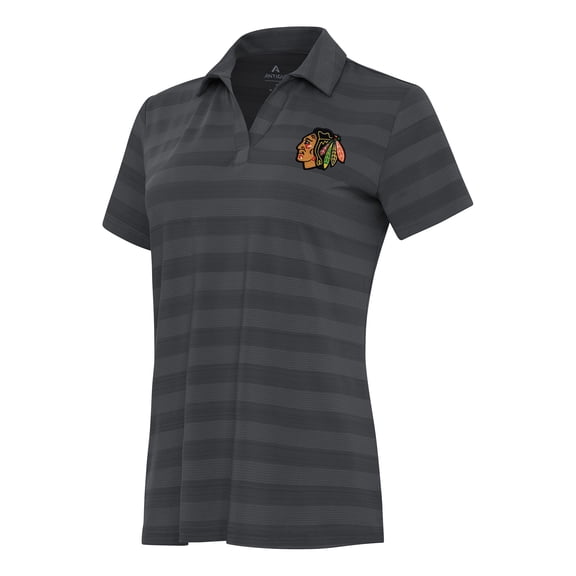 Women's Antigua Pewter Chicago Blackhawks Tunnel Polo