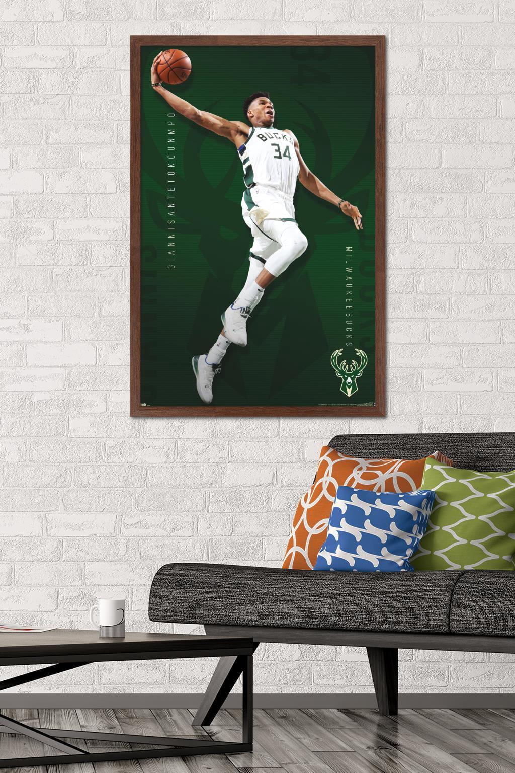 NBA Milwaukee Bucks - Giannis Antetokounmpo 19 Wall Poster, 22.375" x 34", Framed