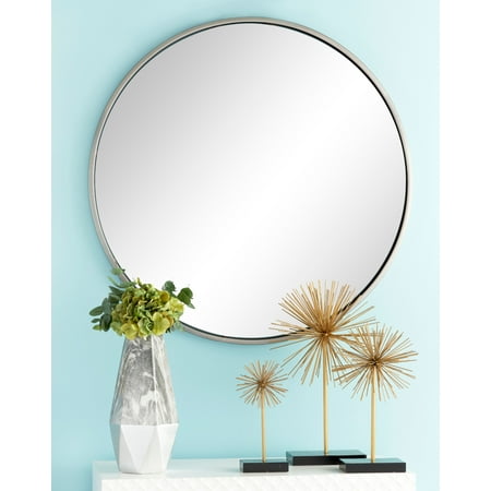 mirror round silver frame contemporary metallic decmode cosmoliving