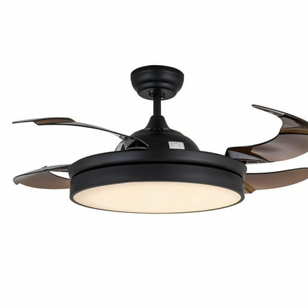 

TFCFL 42 Inch Ceiling Fan Light Black Ceiling Fan Light Living Room Chandelier Invisible Ceiling Fan