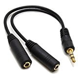 Ear Jack Mobile Phone Speaker SaiTech 3.5mm Stereo Jack Splitter Cable Adapter for ipod, Mp3 Player, Mobile Phone, Laptop, PC, Headphone Speakers (Black) ()