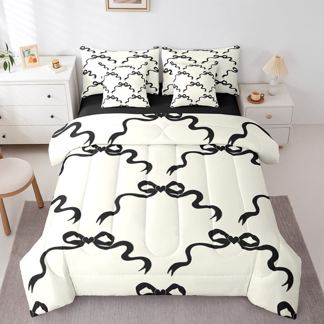 Erosebridal Ensemble de Literie Complet avec Nœud de Rêve Format Double pour Ados, Ensemble de Lit Dessin Animé, Décor Style Princesse, Réversible