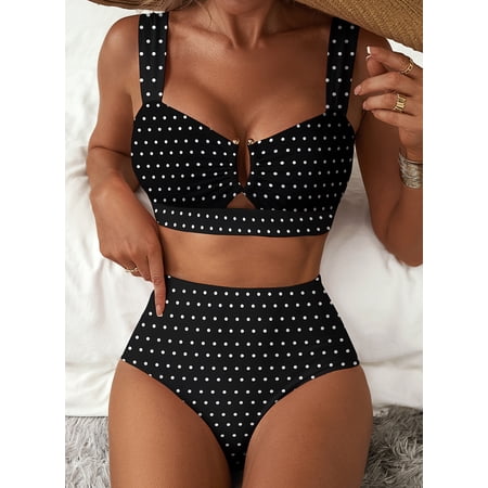 SHEWIN Womens Swimsuits U-Wire Cutout 2 Piece Bikini Set High Waisted Floral Print Summer Beach Swim Bathing Suits