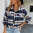 thumbnail image 4 of Puntoco Chaqueta de abrigo de lana corta suelta con botones de solapa a cuadros a la moda para mujer Puntoco Puntoco-6657, 4 of 8