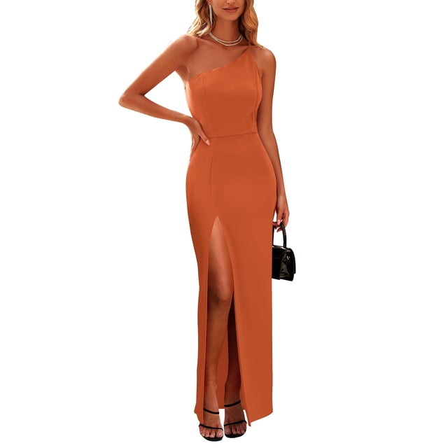 Vestido PRETTYGARDEN de un Hombro con Tirantes Finos y Abertura Alta XL