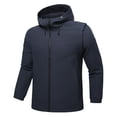 thumbnail image 3 of Youthup Men's Casual Solid Hooded Jacket, Detachable Sleeve Fleece Lined Stand Collar Loose Fit Convertible Jacket for Urban Wear, 3 of 9