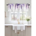 thumbnail image 2 of Valances for Windows Purple Floral Rod Pocket Cafe Window Treatments Valance Curtains for Kitchen Bathroom Laundry Basement Windows 54"x18", 2 of 9