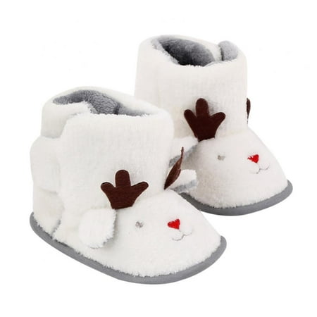 

Newborn Infant Baby Girls Boys Warm Fleece Cartoon Winter Booties First Walkers Slippers Shoes Christmas Reindeer 0-18M