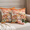 thumbnail image 2 of Fall Orange Pumpkins Outdoor Waterproof Pillow Covers, Thanksgiving Cute Cow Rustic Maple Leaves Decorative Square Throw Pillowcase Sofa Cushion Sham for Patio/Couch/Chair, 26"x26" 2 Pack, 2 of 8
