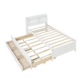 thumbnail image 6 of Twin Size Bed Frame with Bookcase Headboard, Wooden Twin Platform Bed with Trundle and 3 Storage Drawers, Twin Storage Bed for Girls Boys Teens, No Box Spring Needed, White, 6 of 7