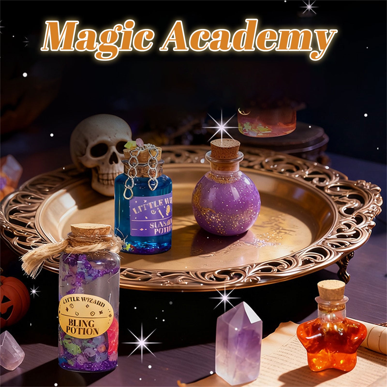 16 Count 50Ml Children's Diy Potion Making Kit With Glow-In-Dark Beads & Recipe Book, Creative Science Craft Set For Kids, Halloween Christmas Birthday Gift For Family Fun