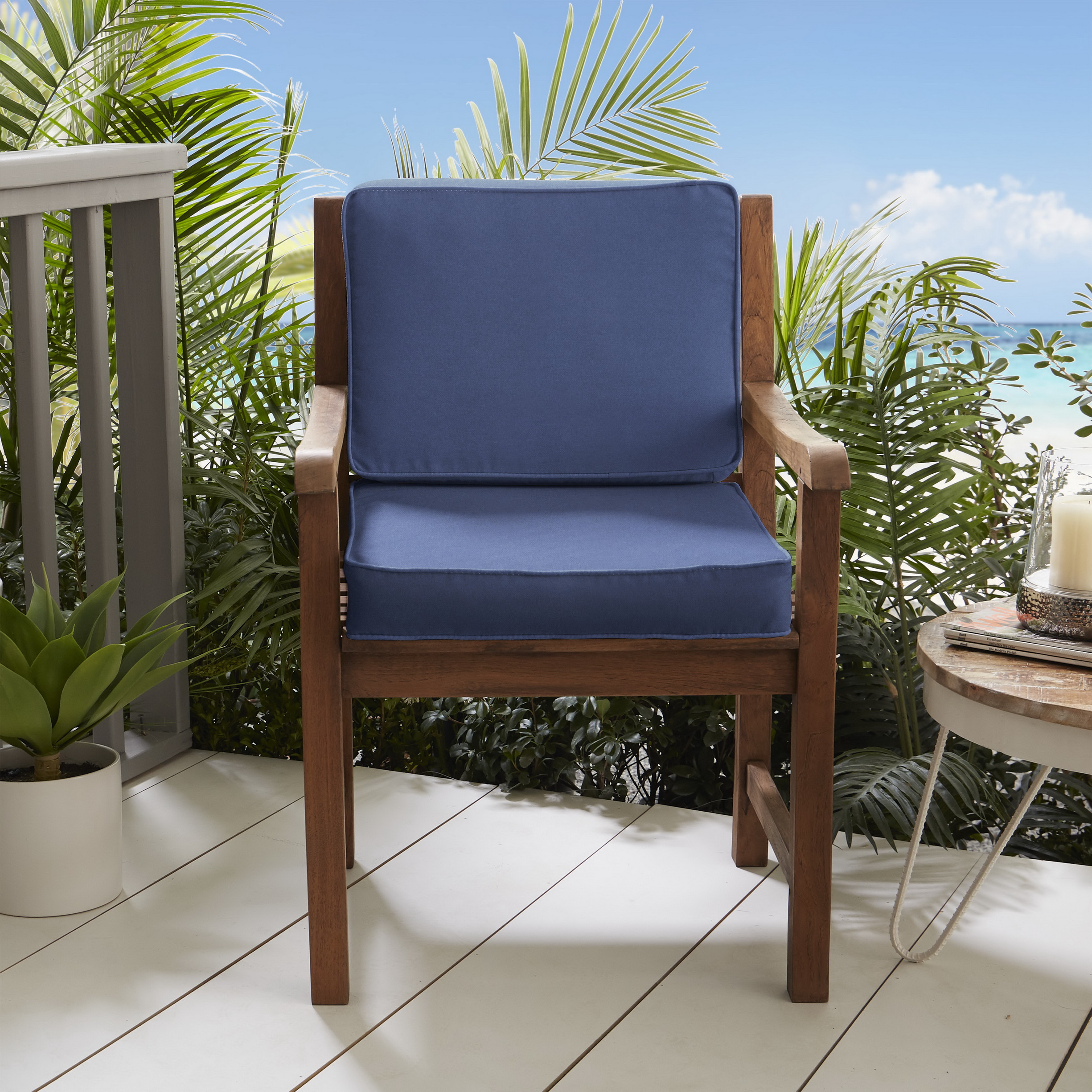 Sorra Home Dark Blue Indoor/Outdoor Deep Seating Cushion, Corded