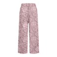 thumbnail image 5 of Women's Casual Pants Women'S Floral Embroidered Lace Printed Loose Pocket Patchwork Casual Pants,Pink Women's Casual Pants L, 5 of 5