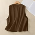 thumbnail image 4 of Trendy Tops For Women 2025 Sevevn Womens Linen Vest Tops Casual Button Down Sleeveless Blazer Spring Jackets Summer Tops For Women, 4 of 9
