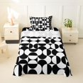 thumbnail image 2 of Castle Fairy Abstract Split Circle Twin Sheets 3pcs,Retro Curved Bedding,Black White,1 Flat Sheet, 1 Fitted Sheet and 1 Pillowcase, 2 of 7