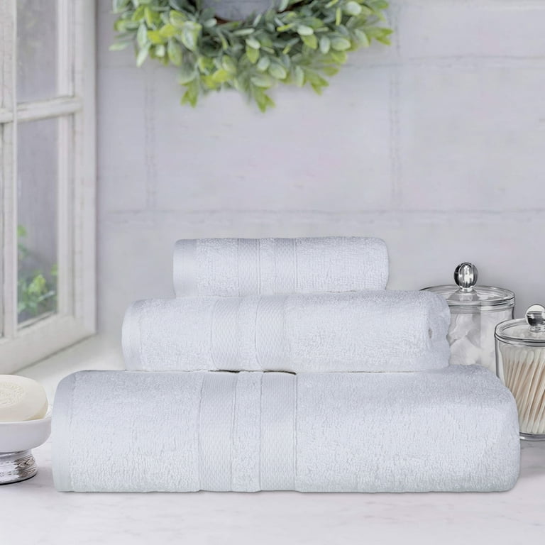 Superior 3pc Soft Zero Twist Cotton Ribbed Plush Towel Set 