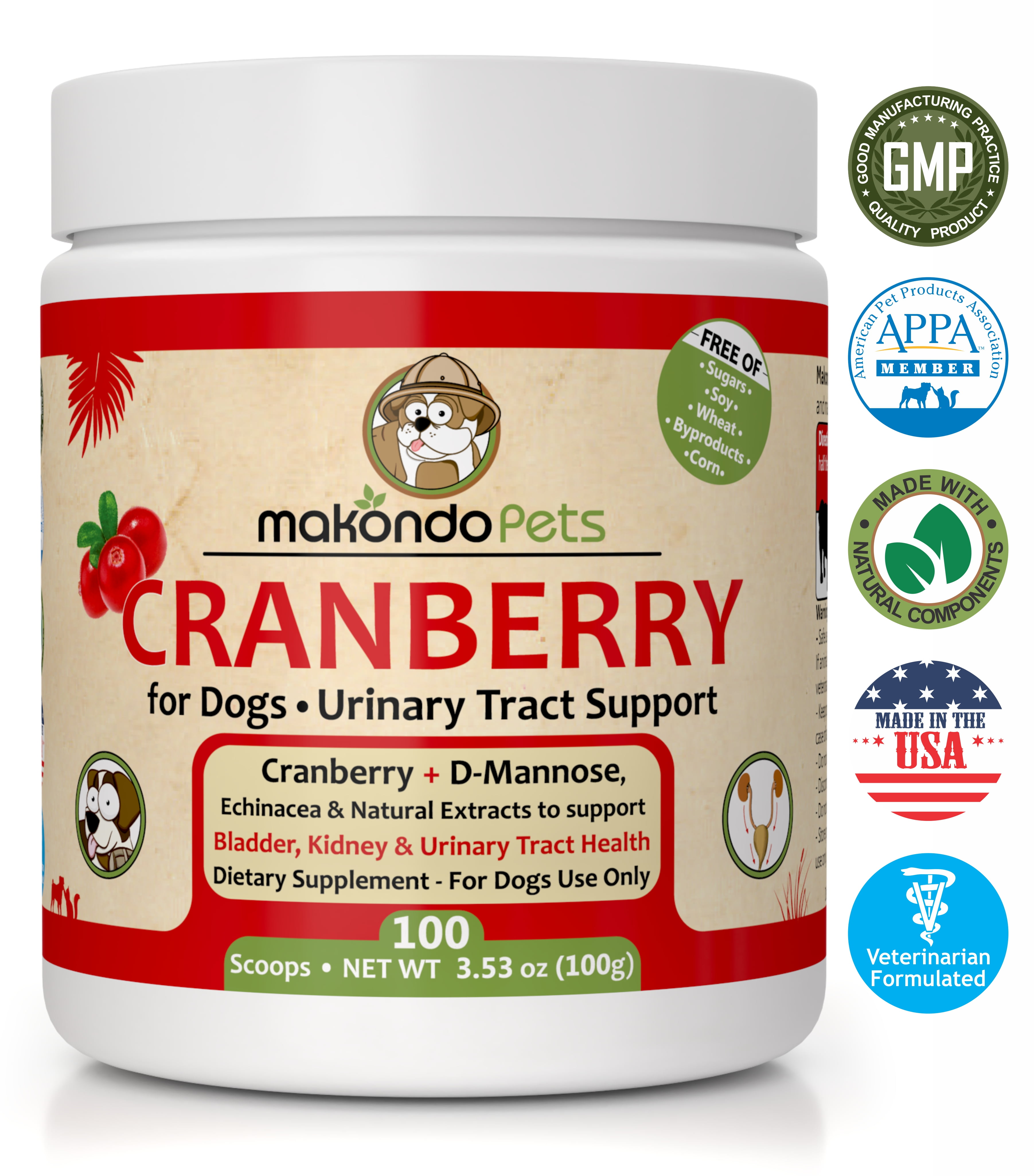 Cranberry for Dogs Powder Supplement UTI Natural Remedy Urinary Tract