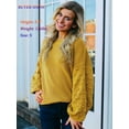 thumbnail image 4 of WIPONKEN Yellow Oversized Sweaters Cute Sweaters for Women Holiday Sweaters Puff Sleeve Pullover Sweaters Womens Crew Neck Sweaters, 4 of 9