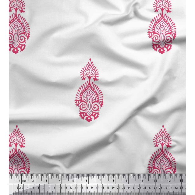 Soimoi Tissu de Popeline de Coton Imprimé Floral par la Cour 56 Pouces de Large
