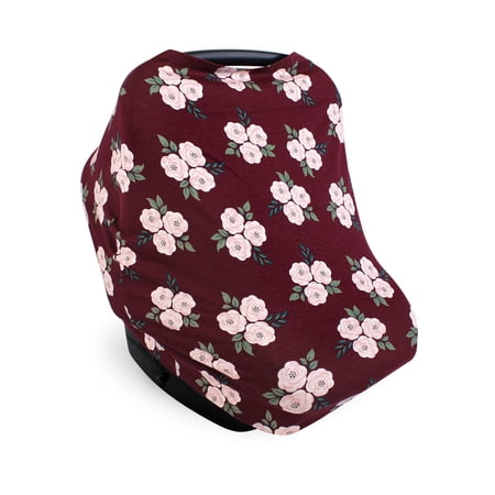 Hudson Baby Unisex Baby Multi-use Car Seat Canopy Burgundy Floral One Size