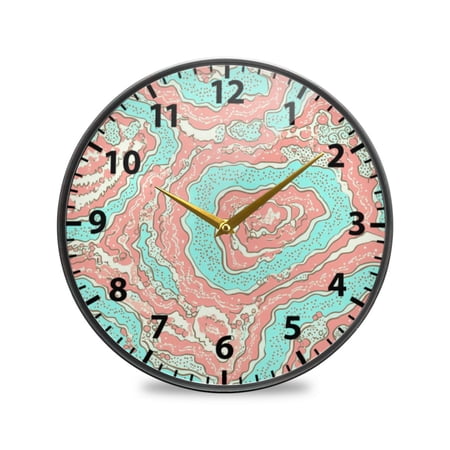 Acrylic Wall and Table Clock Flowing Pattern Design 9.5in Modern Decor with Golden Hands