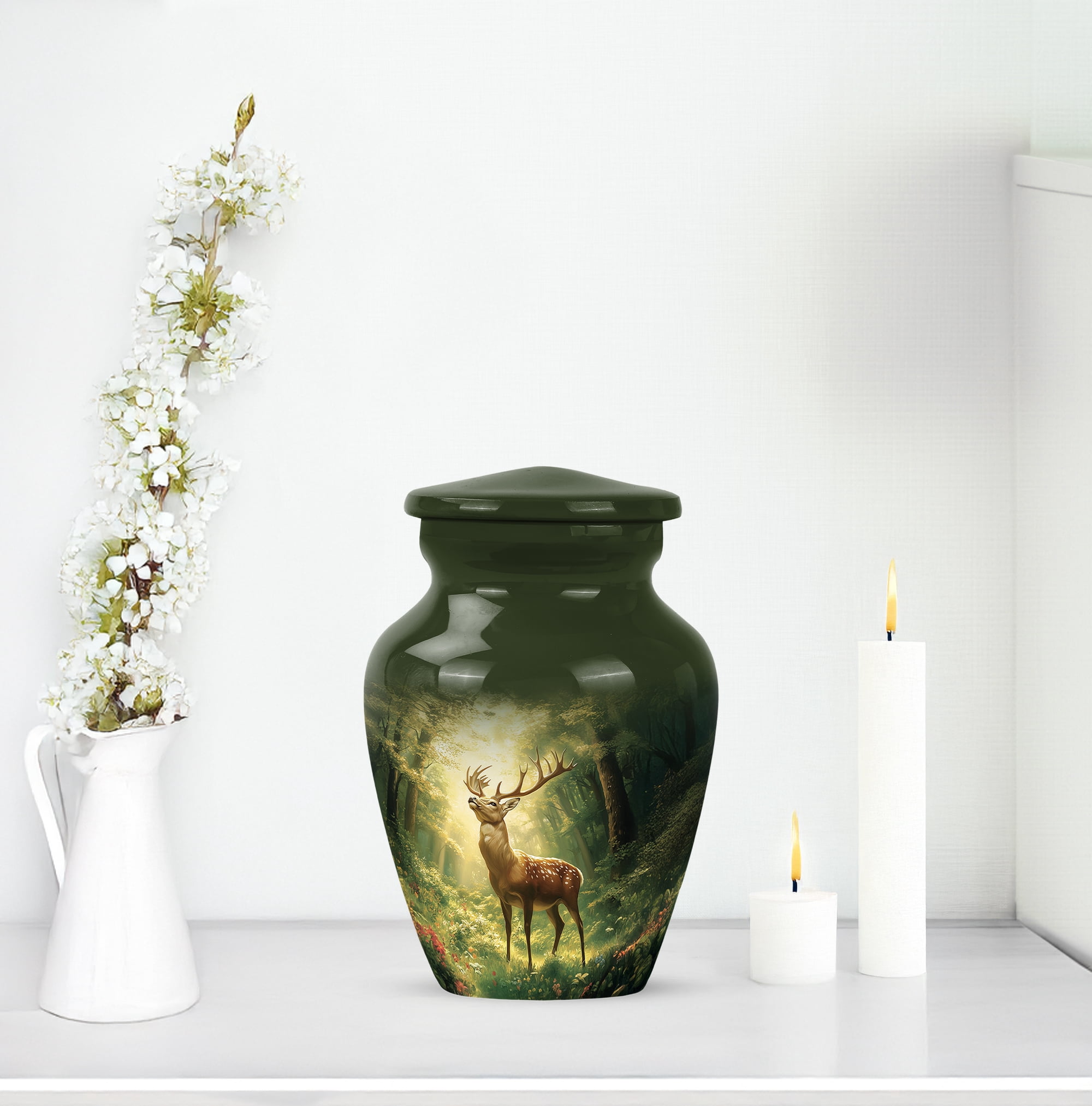 MUKTIVE Deer Burial Urns for Human Ashes Adult Man & Women - Small Keepsake Urns for Human for Husband & Wife - Cremation Urn for Adult Male - Remembrance for Mom & Dad - 3 Inch