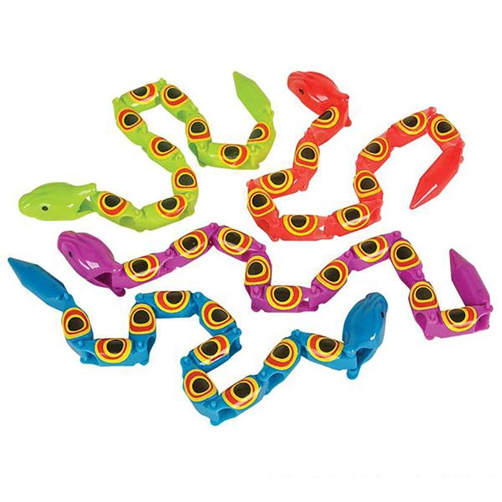 15 Assorted Jointed Snake 12 Pieces Plastic Wiggly Toys for Boys and Girls to Fiddle, Party