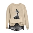thumbnail image 5 of Mifsaly Halloween Sweatshirt Vintage Witch Graphic Long Sleeve Pullover Tops Crewneck Casual Fall Holiday Party Slouchy Sweatshirts Beige,M, 5 of 5