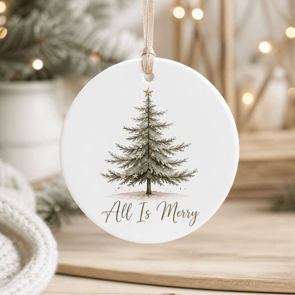 Christmas Ornament All Is Merry Evergreen Tree Tree Hanging Holiday Gift