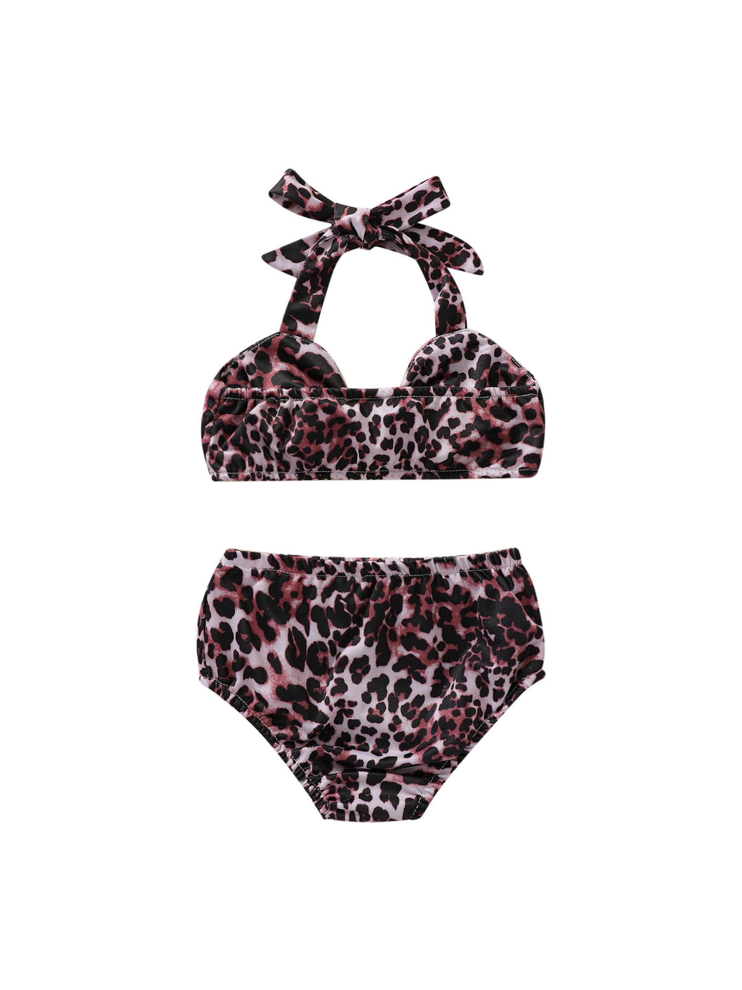 Baby Girls 2-4T Two Piece Swimwear Bathing Suit Cute Floral Bowknot Rash Guard Swimsuits Leopard Skort UPF50+ 