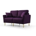 thumbnail image 3 of 3 Piece Living Room Sectional Sofa Sets, Modern Upholstered Couch Furniture, Sectional Sofa Couch Include 3 Seater Sofa, 2 piece Loveseat and 7 throw pillows,Purple, 3 of 7