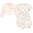 thumbnail image 3 of Hudson Baby Infant and Toddler Girls Cotton Dress and Cardigan Set, Pink Taupe Floral, 6-9 Months, 3 of 5