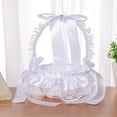 thumbnail image 4 of Lssam Basket for Flower Girl, White Satin Bowknot Wedding Flower Basket with Pearl Accents, Flower Girl Basket for Wedding Ceremony, Durable and Elegant Design, 4 of 9