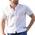 thumbnail image 1 of CHUANK Hommes Lin Manches Courtes Chemises d'Été Décontracté Robe en Vrac Soft Tops Tee M-3XL, 1 of 3