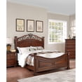 thumbnail image 2 of Miekor Furniture Formal Traditional Dark Cherry Color 1pc California King Size Bed Tufted Faux Leather Headboard Footboard Bedframe 82696, 2 of 7