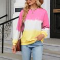 thumbnail image 5 of gbyLJF Women's Oversized Crew Neck Tie Dye Sweatshirts with No Hood Plus Size Casual Color Block Pullover Tops Pink XXL, 5 of 7