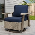 thumbnail image 3 of INTER HUT Serenity Retreat 360° Swivel Rocker Patio Chair, Outdoor Rattan Swivel Chair with Cushions, Beige/Dark Blue, 3 of 9