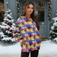 thumbnail image 3 of Xoenoiee Palm Tree Print Womens Oversized Sweatshirts Long Sleeve Pullover Crewneck Sweaters Casual Tops Comfy Fall Fashion Outfits Winter Clothes 2025, Size XL, 3 of 7