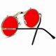 thumbnail image 3 of Unisex Sunglasses Flip Up Lens Round Eye Glasses Red, 3 of 3